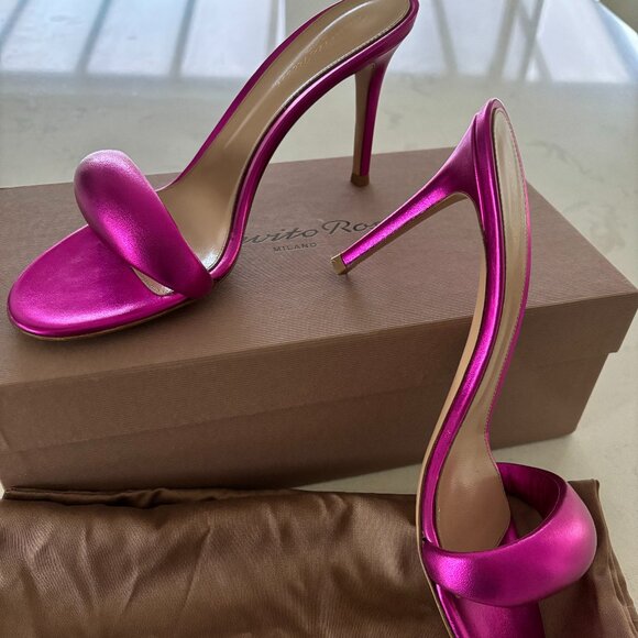 Gianvito Rossi Shoes - Gianvito Rossi Bijoux 85 metallic leather mules. IT39.5/US8.5